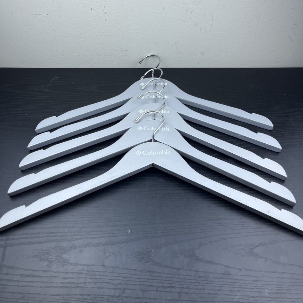 Columbia‎ Sportswear Company Wooden Clothes Hangers Gray Set of 5